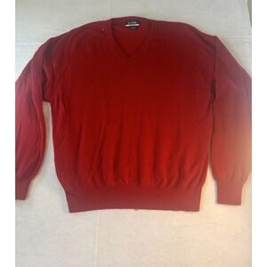 Jos A Bank 1Mens XL 00% Cashmere Sweater Red V-Neck Quiet Luxury Soft READ